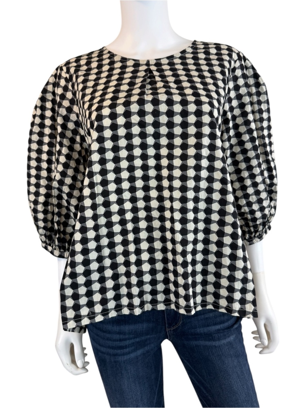 BRYN Walker Lucinda 100% Organic Cotton Blouse Size S N0923